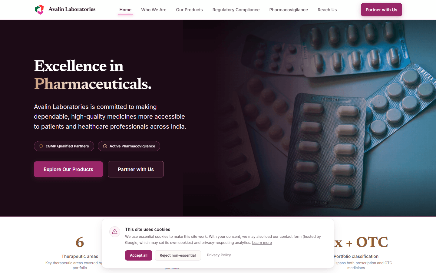Avalin Laboratories corporate website homepage