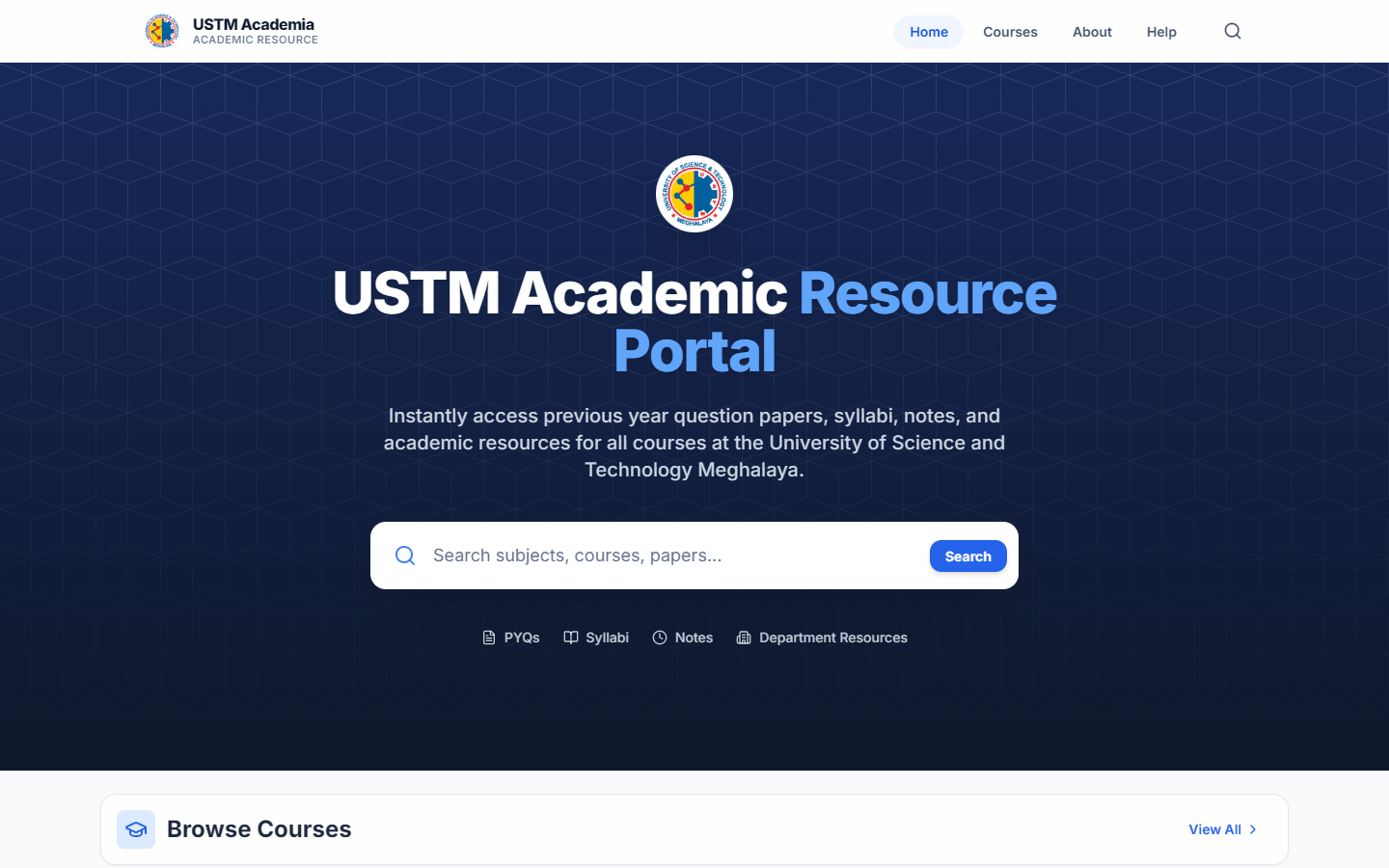 USTM Academia student portal homepage